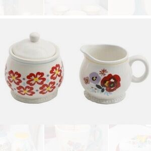 The Pioneer Woman Floral Sugar and Creamer Set - Red and White